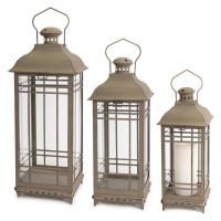 Traditional Brown Metal Lantern (Set of 3)