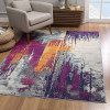 HomeRoots 8 x 11 ft. Gray & Magenta Abstract Area Rug