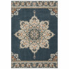 HomeRoots 10 x 13 ft. Blue & Beige Floral Medallion Indoor Area Rug