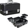 VP001- Black Glitter 6-Tiers Accordion Trays Professional Cosmetic Makeup Train Case