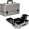 VP001- Beige Glitter 6-Tiers Accordion Trays Professional Cosmetic Makeup Train Case