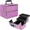 VK002 - Magenta Glitter 2-Tiers Extendable Trays Makeup Train Case