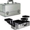 VP001- Silver Matte 6-Tiers Accordion Trays Professional Cosmetic Makeup Train Case