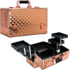 VP001- Rose Gold Diamond 6-Tiers Accordion Trays Professional Cosmetic Makeup Train Case