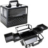 VP017 - Black Diamond Armored Acrylic 4-Tiers Accordion Trays Professional Cosmetic Makeup Nail Artistry Train Case