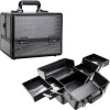 VP009 - Black Krystal 2-Tiers Accordion Trays Makeup Cosmetic Case