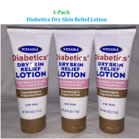 Diabetics Dry Skin Relief Lotion with Aloe (3 Pack) Relieves & Soothes Dry Cracked Skin