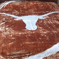 UT Longhorns King Size Blanket Royal Plush Raschel Throw / Blanket 84