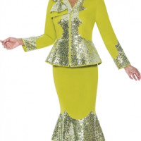 GMI Zipper Sequins Scuba Suit combines elegance and comfort: Best for Church wear.