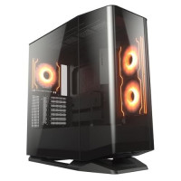 COUGAR Black Mid Tower E-ATX Case, 420mm GPU Supported, Build-in A PWM Fans, Breathe Streams, Prism of Light, Hub, Filter Guard, Tool-Less Bracket, Compatible with reverse cable/connector motherboard