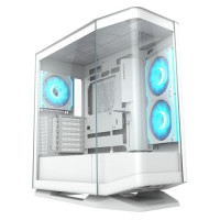 COUGAR White Mid Tower E-ATX Case, 420mm GPU Supported, Build-in A PWM Fans, Breathe Streams, Prism of Light, Hub, Filter Guard, Tool-Less Bracket, Compatible with reverse cable/connector motherboard