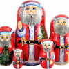 G.Debrekht Russia Nested Dolls Bell Ring Santa 5 Nest Doll 6.5 in.