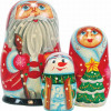 G.Debrekht Russia Nested Dolls Santa Family 3 Nest Doll 5 in.