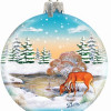 G.Debrekht Holiday Splendor Glass Winter Reindeer Ball 3.5 in. - Glass Ornament