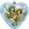 G.Debrekht Holiday Splendor Glass Heart XLG 3 Angels 5.5 in. - Glass Ornament
