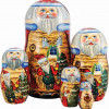 G.Debrekht Russia Nested Dolls Christmas Workshop 5 Nest Doll 6.5 in.