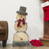 Alpine Corp Wooden Snowman Statue