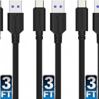 Sabrent CB-C3X3 3PK 22AWG PREMIUM 3FT USB-C TO USB A 3.0 SYNC & CHARGE CABLES