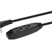 Monoprice 44317 MONOPRICE 3-OUTLET FLAT PLUG HOUSEHOLD EXTENSION CORD_16AWG_13A_SPT-2_BLACK_10FT