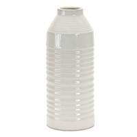 Modern Ribbed Terra Cotta Vase 14"H