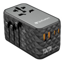 Verbatim 32121 VERBATIM 100W TRAVEL ADAPTER GAN UNIVERSAL ADAPTER USB-C USB-A