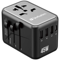 Verbatim 32123 VERBATIM 45W TRAVEL ADAPTER GAN UNIVERSAL ADAPTER USB-C USB-A