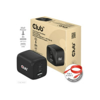 Club 3d CAC-1913 65W GAN 3X PORT TRAVEL CHARGER PD 3.0 2X USB TYPE C 1X TYPE A