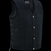 Men's Black VNeck Denim Vest for Motorcycle Riders