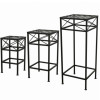 Panacea Nested Cross Hatch Square Plant Stands Black - Steel - 3 Piece