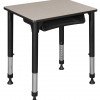 Regency 18.5 x 26 in. Rectangle Height Adjustable School Desk with Book Storage Maple