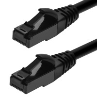 Monoprice 44666 MONOPRICE CAT6A 25FT BLACK FLEXIBLE TPE PATCH CABLE_ UTP_ 24AWG_ 500MHZ_ PURE BA