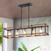Warehouse of Tiffany IMP58A-5IWG 5-Light Desaki Faux Wood Grain Chandelier - Matte Black