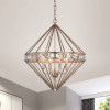 Warehouse of Tiffany HM187-4AS Mayne Geometric Pattern 4-Light Metal Cage Chandelier Aged Silver
