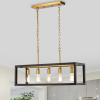 Warehouse of Tiffany MD58-5VB 46 in. Nimra 5-Light Open Metal Cage Linear Chandelier, Matte Black & Matte Gold