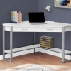 Monarch Specialties 42 in. White Corner & Silver Metal Computer Desk