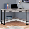 Monarch Specialties 42 in. Grey Reclaimed Wood Corner Computer Desk