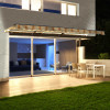 Aleko Motorized LED 13 x 10 ft. Half Cassette Retractable Awning Multi-Stripe Yellow