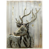40 x 30 in. Deer 2 Hand Painted Primo Mixed Media Iron Wall Sculpture on Slatted Solid Wood 3D Metal Wall Art