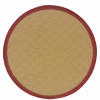 8 ft. Round Beige & Red Plain Indoor & Outdoor Area Rug