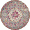 8 ft. Round Gray & Pink Medallion Area Rug