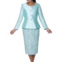 GMI Church Dress Elegant Sea Green Lace Plus Size Skirt Suit perfect for weddings church services or special daytime events