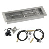 American Fireglass 24 x 8 in. Rectangular Stainless Steel Drop-In Firepit Pan with Spark Ignition Kit - Propane