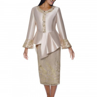 GMI Peplum Church Dress Embroidered formal two-piece skirt Suit perfect for formal events and special occasions