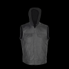 Zipper and Snap Closure Leather Motorcycle Club Vest with Hoodie and 2 Gun Pockets