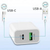 Addon USAC2USBC5V18A1MW-AA WALL PLUG TO USB 2.0 (A) WHITE WALL CHARGER 5V 1.8A WITH 1M USB-C MALE TO USB 2.