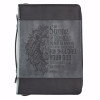 Christian Art Gifts Be Strong Classic Lux Leather Bible Cover Gray - Large