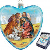 GDeBrekht 5.5 in. Limited Edition Nativity Glass Heart Ornament- Extra Large