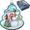 GDeBrekht Santa With Snowman Tree Glass Ornament