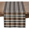 SARO 16 x 72 in. Olivia Rectangle Water Hyacinth Table Runner with Plaid Woven Design - Natural
