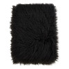 SARO Throw Blanket with Faux Mongolian Fur Design Black